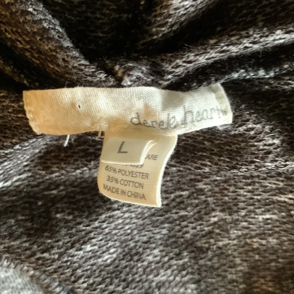 Derek Heart Black Gray Marled Cropped Hoodie — Large - Picture 7 of 7